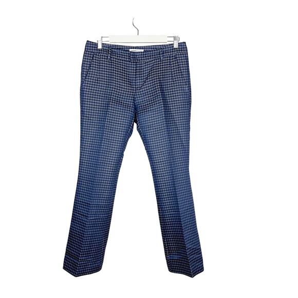 See by Chloe Blue Brocade Straight Leg Pants Pockets Career Sz US 6 - Picture 1 of 8